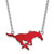 LogoArt Southern Methodist University Necklace - Sterling Silver Rhodium-Plated Mustang Large Enameled Pendant 18 Inch