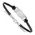 LogoArt University of Florida Bracelet - Sterling Silver Rhodium-Plated Gator Small Center Black Leather 7 Inch with Extender