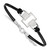 LogoArt University of Illinois Bracelet - Sterling Silver Rhodium-Plated Letter I Small Center Black Leather 7 Inch with Extender