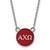 LogoArt Alpha Chi Omega Necklace - Sterling Silver Rhodium-Plated Sorority Greek Letters Small Color Enamel Pendant 18 Inch - SS029ACO-18