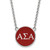 LogoArt Alpha Sigma Alpha Necklace - Sterling Silver Rhodium-Plated Sorority Greek Letters Large Color Enamel Pendant 18 Inch - SS030ASI-18