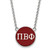 LogoArt Pi Beta Phi Necklace - Sterling Silver Rhodium-Plated Sorority Greek Letters Large Color Enamel Pendant 18 Inch - SS030PBP-18