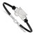 LogoArt St. Louis Blues Bracelet - Sterling Silver Rhodium-Plated Small Center Black Leather 7 Inch with Extender