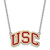 LogoArt University of Southern California Necklace - Sterling Silver Rhodium-Plated U-S-C Large Enameled Pendant 18 Inch