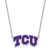 LogoArt Texas Christian University Necklace - Sterling Silver Rhodium-Plated T-C-U Large Enameled Pendant 18 Inch