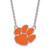 LogoArt Clemson University Necklace - Sterling Silver Rhodium-Plated Tiger Paw Large Enameled Pendant 18 Inch