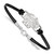 LogoArt University of Kentucky Bracelet - Sterling Silver Rhodium-Plated U-K Wildcat Small Center Black Leather 7 Inch with Extender