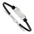 LogoArt University of Nebraska Bracelet - Sterling Silver Rhodium-Plated Huskers Small Center Black Leather 7 Inch with Extender