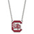 LogoArt University of South Carolina Necklace - Sterling Silver Rhodium-Plated Large Enameled Pendant 18 Inch