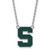 LogoArt Michigan State University Necklace - Sterling Silver Rhodium-Plated Letter S Large Enameled Pendant 18 Inch
