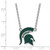 LogoArt Michigan State University Necklace - Sterling Silver Rhodium-Plated Spartan Large Enameled Pendant 18 Inch - View 2