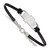 LogoArt University of Florida Bracelet - Sterling Silver Rhodium-Plated Letter F Small Center Black Leather 7 Inch with Extender