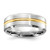 Chisel Cobalt Brushed and Polished with Yellow Ion-Plated Center Beveled Edge 8 mm Wedding Band, Flat