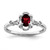 Sterling Silver Rhodium-Plated Garnet & 0.021ct Diamond. Ring, 2 mm, 2 mm Wide, 10 mm Top Length, 8 mm Top Width, Polished