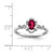 Sterling Silver Rhodium-Plated Lab-Created Ruby & 0.021ct Diamond. Ring, 2 mm, 2 mm Wide, 10 mm Top Length, 8 mm Top Width, Polished - View 3