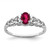 Sterling Silver Rhodium-Plated Lab-Created Ruby & 0.021ct Diamond. Ring, 2 mm, 2 mm Wide, 7 mm Top Length, 5 mm Top Width, Polished