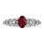 Sterling Silver Rhodium-Plated Lab-Created Ruby & 0.021ct Diamond. Ring, 2 mm, 2 mm Wide, 7 mm Top Length, 5 mm Top Width, Polished - View 4