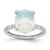 Cheryl M Sterling Silver Rhodium-Plated Cabochon Lab-Created Opal and Brilliant-Cut Cubic Zirconia Oval with Side Stones Ring