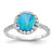 Cheryl M Sterling Silver Rhodium-Plated Cabochon Blue Lab-Created Opal and Brilliant Cut Cubic Zirconia Halo with Side Stones Ring