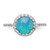 Cheryl M Sterling Silver Rhodium-Plated Cabochon Blue Lab-Created Opal and Brilliant Cut Cubic Zirconia Halo with Side Stones Ring - View 5
