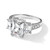 Cheryl M Sterling Silver Rhodium-Plated Fancy Emerald-Cut and Brilliant-Cut Cubic Zirconia 3 Stone Ring, 12.75 mm Wide, 12.75 mm Top Length - View 6