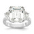 Cheryl M Sterling Silver Rhodium-Plated Fancy Emerald-Cut and Brilliant-Cut Cubic Zirconia 3 Stone Ring, 12.5 mm Wide, 12.5 mm Top Length