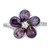 Cheryl M Sterling Silver Rhodium-Plated Purple and White Brilliant-Cut Cubic Zirconia Flower Ring, 2.5 mm - View 4