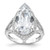 Cheryl M Sterling Silver Rhodium-Plated Brilliant-Cut Cubic Zirconia Fancy Teardrop Ring