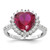 Cheryl M Sterling Silver Rhodium-Plated 100 Facet Lab-Created Ruby and Brilliant-Cut White Cubic Zirconia Heart Halo Ring, 1.75 mm