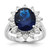 Cheryl M Sterling Silver Rhodium-Plated Brilliant-Cut Lab-Created Dark Blue Lab-Created Spinel and Brilliant-Cut White Cubic Zirconia Oval Halo Ring
