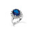 Cheryl M Sterling Silver Rhodium-Plated Brilliant-Cut Lab-Created Dark Blue Lab-Created Spinel and Brilliant-Cut White Cubic Zirconia Oval Halo Ring - View 7