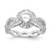 Cheryl M Sterling Silver Rhodium-Plated Brilliant-Cut Round Cubic Zirconia Halo Center and Twisted Design Ring