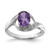 Sterling Silver Rhodium Amethyst 0.01ct Diamond Ring, 2 mm - QDX407