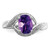 Sterling Silver Rhodium Amethyst 0.01ct Diamond Ring, 2 mm - QDX407 - View 5