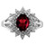 Sterling Silver Rhodium-Plated Garnet & 0.01ct Diamond Ring, 2 mm - QDX591 - View 5