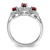 Sterling Silver Rhodium-Plated 3 Stone Garnet & 0.078ct Diamond Ring, 2 mm - View 2