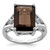 Sterling Silver Rhodium Smoky Quartz Ring, 2 mm - QDX692