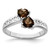 Sterling Silver Rhodium Smoky Quartz Heart Ring, 2 mm