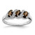 Sterling Silver Rhodium 3 Stone Smoky Quartz & 0.01ct Diamond Ring, 2 mm