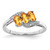 Sterling Silver Rhodium 3 Stone Citrine & 0.01ct Diamond Ring, 2 mm - QDX731