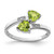 Sterling Silver Rhodium Peridot & 0.01ct Diamond Heart Ring, 2 mm