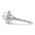 Sterling Silver Rhodium-Plated 6 mm Button Cultured Freshwater Pearl & 0.006ct Diamond Ring - View 3