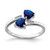Sterling Silver Rhodium-Plated Dark Sapphire & 0.01ct Diamond Heart Ring, 2 mm