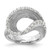 Sterling Silver Scratch Finish Cubic Zirconia Adjustable Ring, Brushed