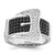 Brilliant Embers Sterling Silver Rhodium-Plated 109 Stone Micro Pavé Black and White Cubic Zirconia Buckle Ring, 15 mm