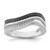 Rhodium-Plated True Fire Sterling Silver Black & White Cubic Zirconia Curved Design Ring