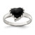 Sterling Silver Onyx Heart Ring, 2 mm
