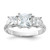 Sterling Silver Rhodium-Plated Three Stone Cubic Zirconia Ring, 2 mm