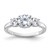 Sterling Silver Rhodium-Plated 3 Stone Cubic Zirconia Ring, 2 mm