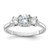 Sterling Silver Rhodium-Plated Three Cubic Zirconia Ring, 2 mm